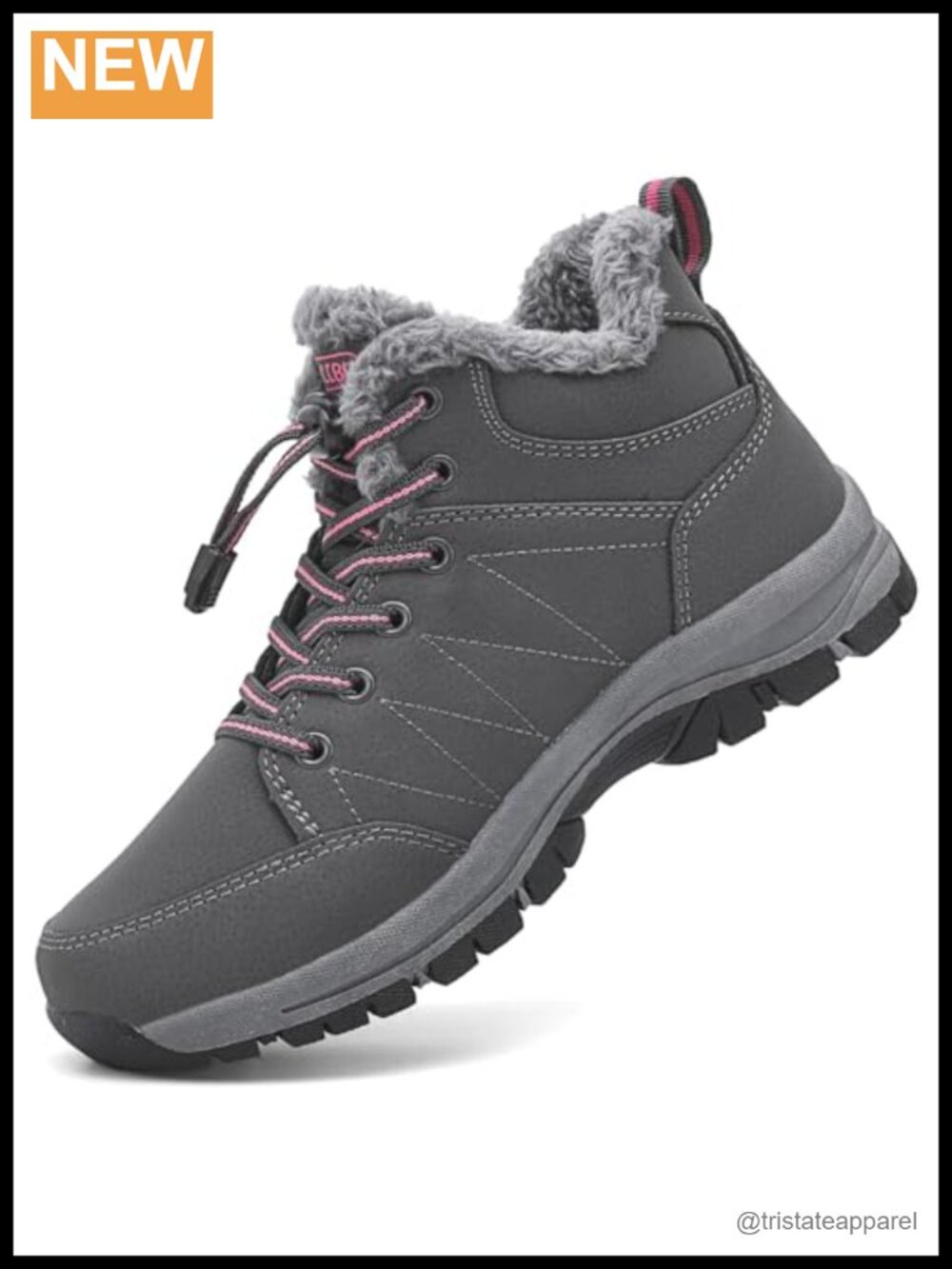 Faux Leather Faux Fur Lined Ankle Snow Boots Water Resistant Anti-Slip